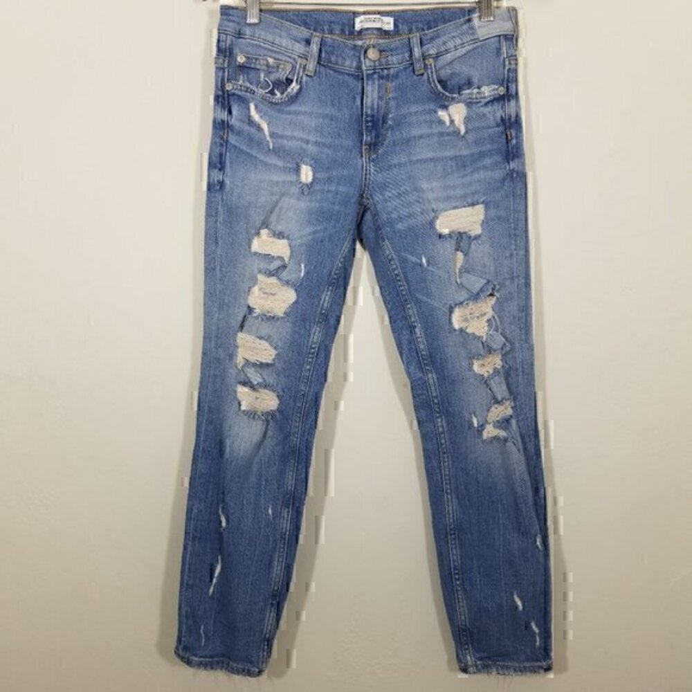Zara Premium Denim Collection Distressed Stretch Jeans Size 2